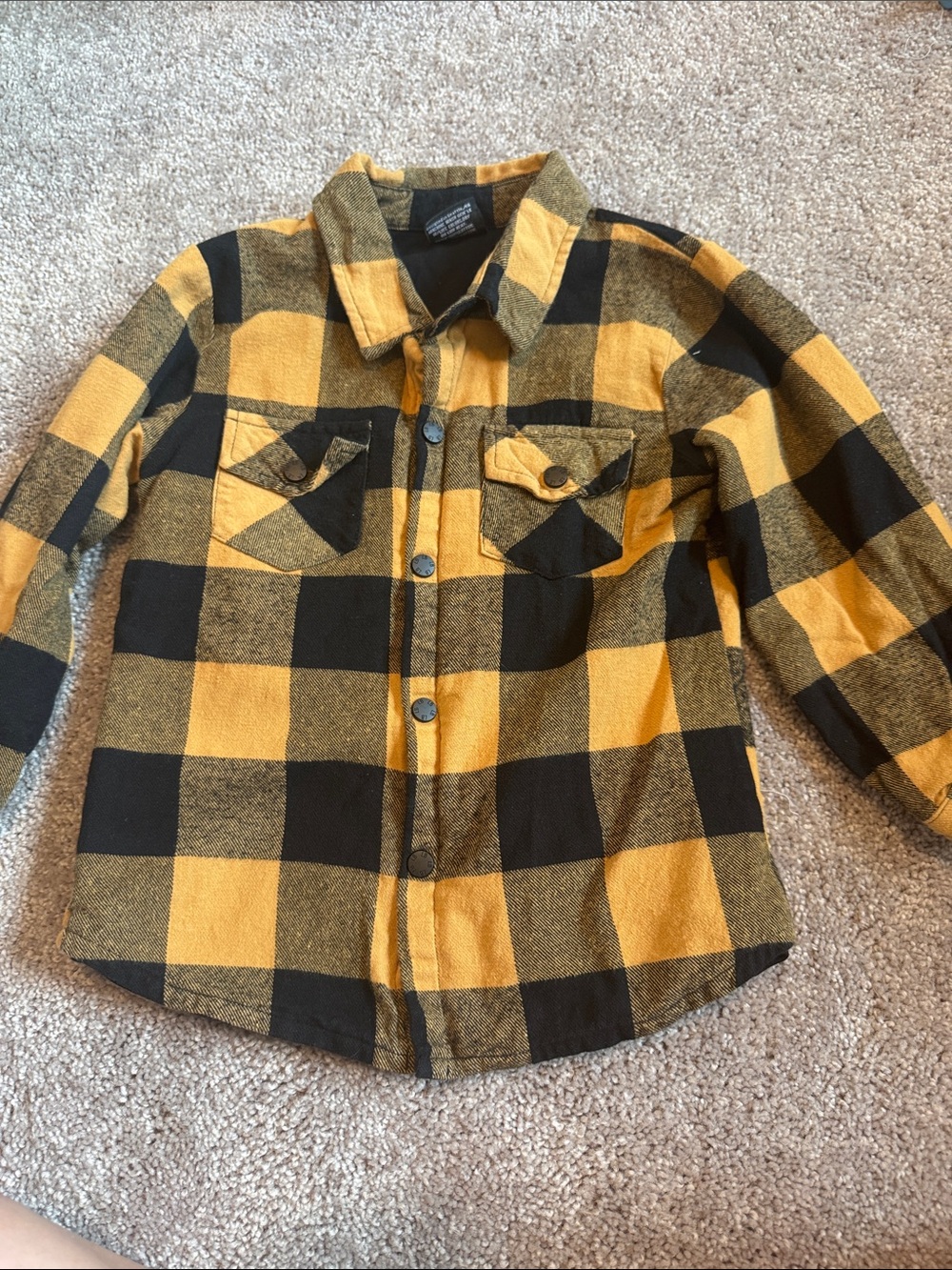Little Bipsy mustard Yellow & Black Plaid jacket 3-4T